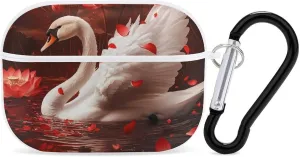 Lotuses Lake Swan Earbud Case Bluetooth Headphone Case Full Protective Case with Keychain Compatible with Airpods Pro White-Style