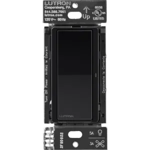 Lutron Claro Smart Switch for Caseta Smart Lighting (Lutron Smart Hub Required), for LED Lights and Fans, 5 Amp, Single-Pole/3-Way, Neutral Required, DVRF-5NS-BL, Black