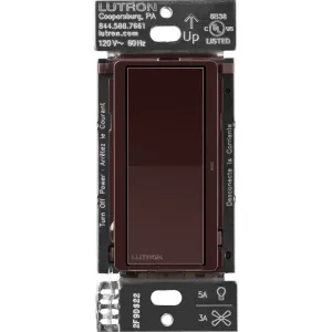 Lutron Claro Smart Switch for Caseta Smart Lighting (Lutron Smart Hub Required), for LED Lights and Fans, 5 Amp, Single-Pole/3-Way, Neutral Required, DVRF-5NS-BR, Brown