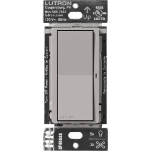 Lutron Claro Smart Switch for Caseta Smart Lighting (Lutron Smart Hub Required), for LED Lights and Fans, 5 Amp, Single-Pole/3-Way, Neutral Required, DVRF-5NS-GR, Gray