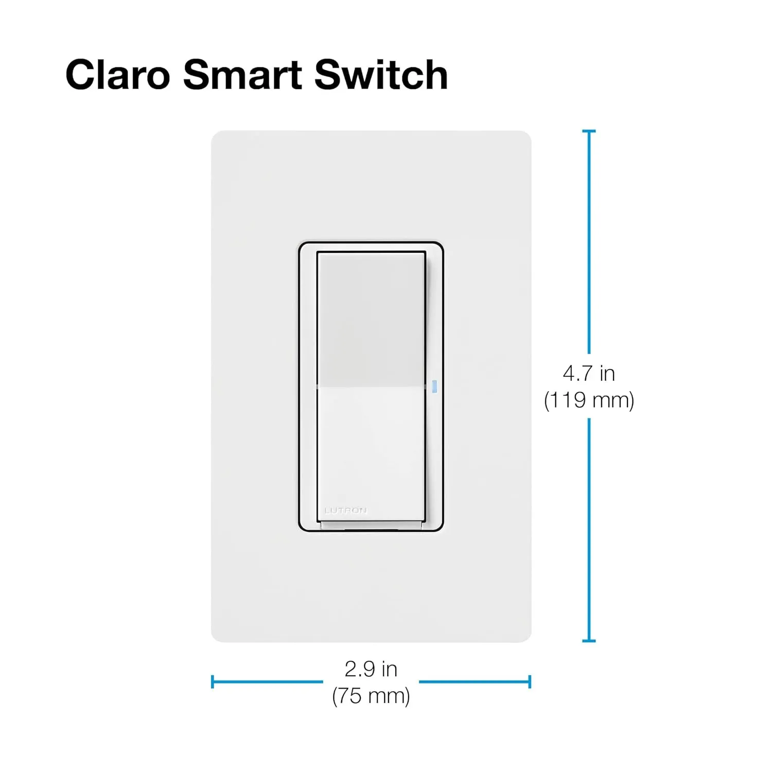 Lutron Claro Smart Switch for Caseta Smart Lighting (Lutron Smart Hub Required), for LED Lights and Fans, 5 Amp, Single-Pole/3-Way, Neutral Required, DVRF-5NS-GR, Gray
