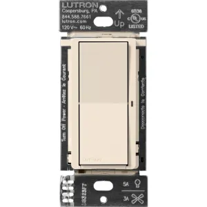Lutron Claro Smart Switch for Caseta Smart Lighting (Lutron Smart Hub Required), for LED Lights and Fans, 5 Amp, Single-Pole/3-Way, Neutral Required, DVRF-5NS-LA, Light Almond