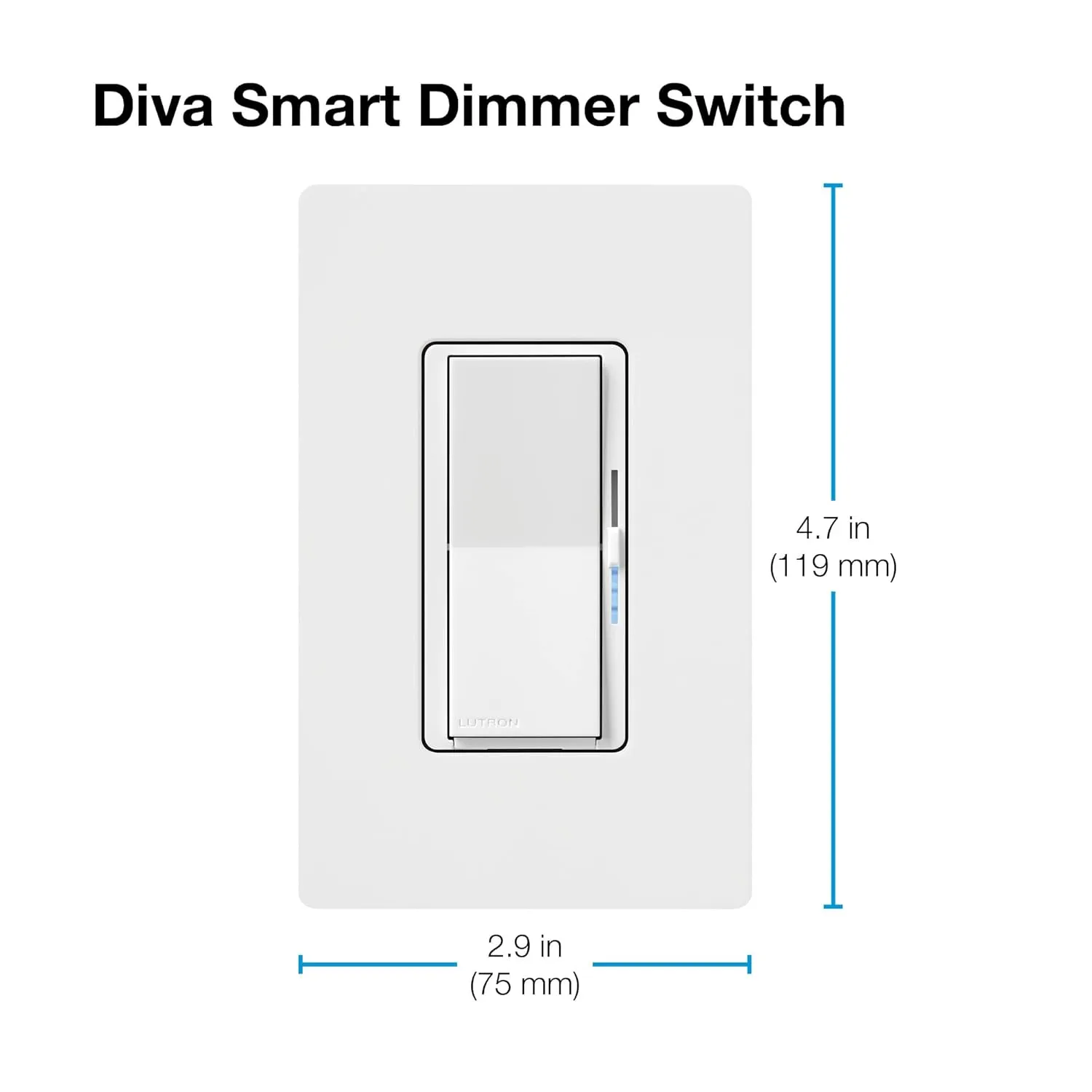 Lutron Diva Smart Dimmer Switch for Caseta Smart Lighting (Lutron Smart Hub Required), for LED Lights, 150 Watt, Single-Pole/3Way, No Neutral Required, DVRF-6L-BR, Brown