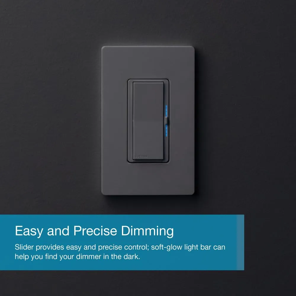 Lutron Diva Smart Dimmer Switch for Caseta Smart Lighting (Lutron Smart Hub Required), for LED Lights, 150 Watt, Single-Pole/3Way, No Neutral Required, DVRF-6L-BR, Brown