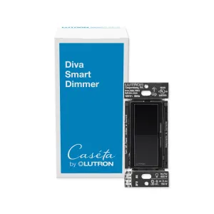 Lutron Diva Smart Dimmer Switch for Casta Smart Lighting | No Neutral Wire Required | DVRF-6L-BL | Black