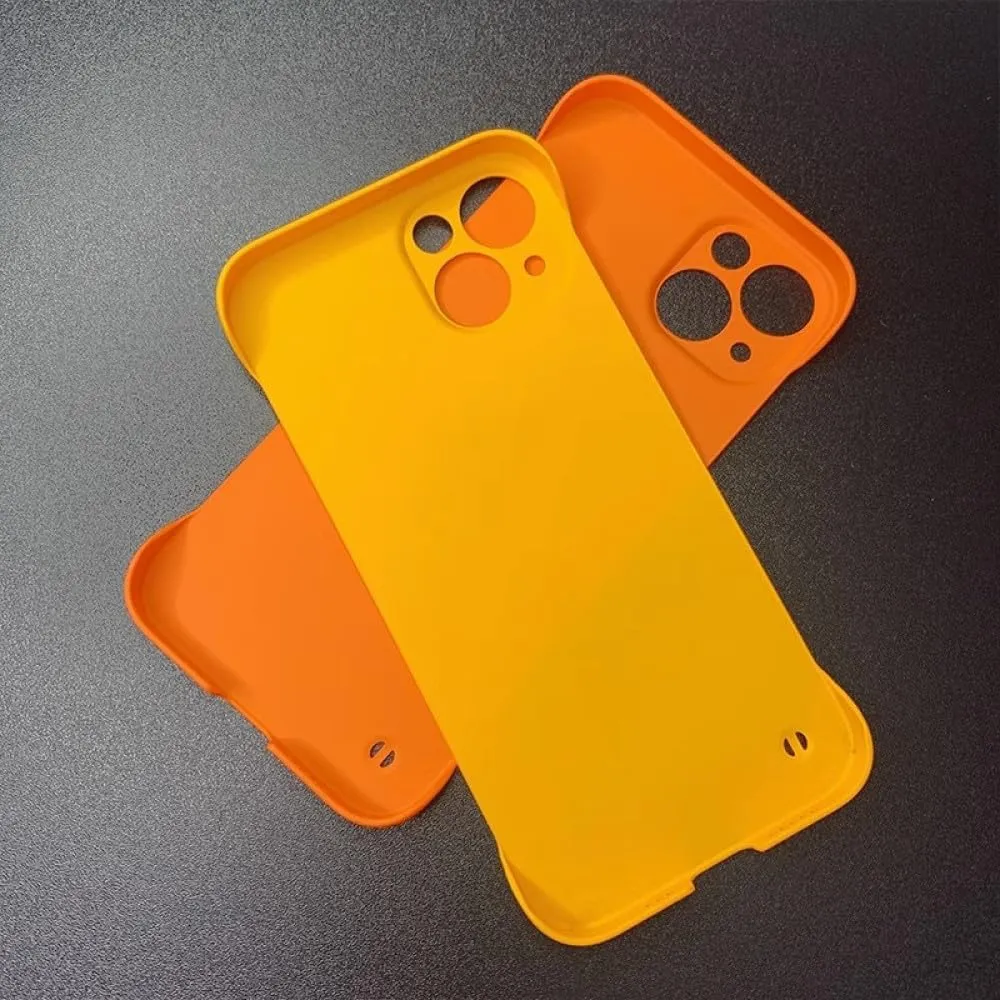 Luxury Half-Wrapped Ultra Thin Case for iPhone 15 13 12 14 11 Pro Max Plus Slim Frameless Phone Back Cover Protector Accessories,Yellow,for iPhone 15