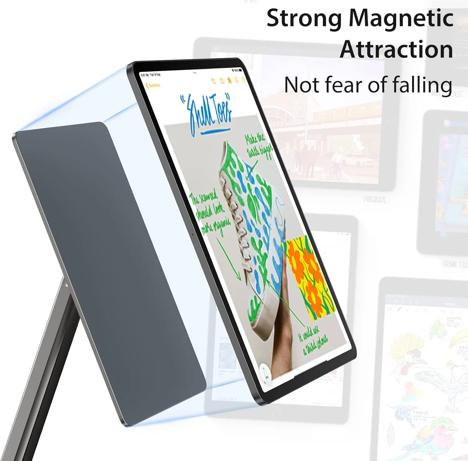 Magnetic Arm Stand Only for iPad Pro 13" M4(2024), Foldable Premium Aluminum Alloy Tablet Mount for Working, Multi-Node Adjustable Portable iPad Holder Desktop Stand