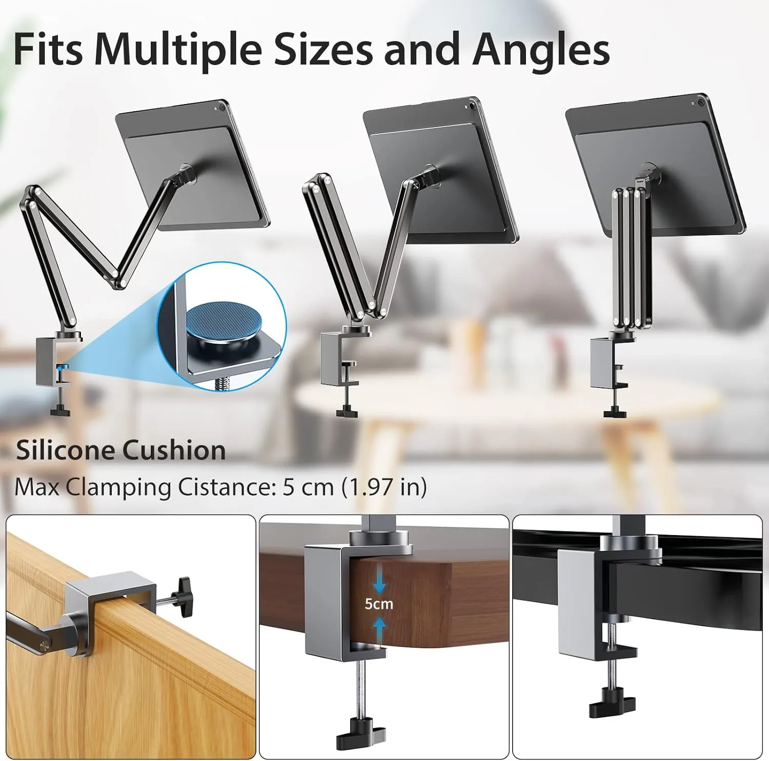 Magnetic Arm Stand Only for iPad Pro 13" M4(2024), Foldable Premium Aluminum Alloy Tablet Mount for Working, Multi-Node Adjustable Portable iPad Holder Desktop Stand