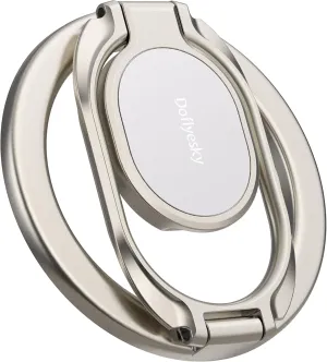 Magnetic Phone Ring Holder, Double Adjustable Gym Finger Ring Grip and Stand, Removable Phone Grip, for iPhone, iPad and Smartphones, Compatible with Magnetic Car Mount (Natural Titanium)
