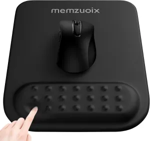 memzuoix Black Ergonomic Mouse Pad with Wrist Rest Support,Premium Memory Foam Cushioning for Pain Relief, Non-Slip PU Base for Stable Smooth Control - Perfect for Laptop, Computer, and Home Office