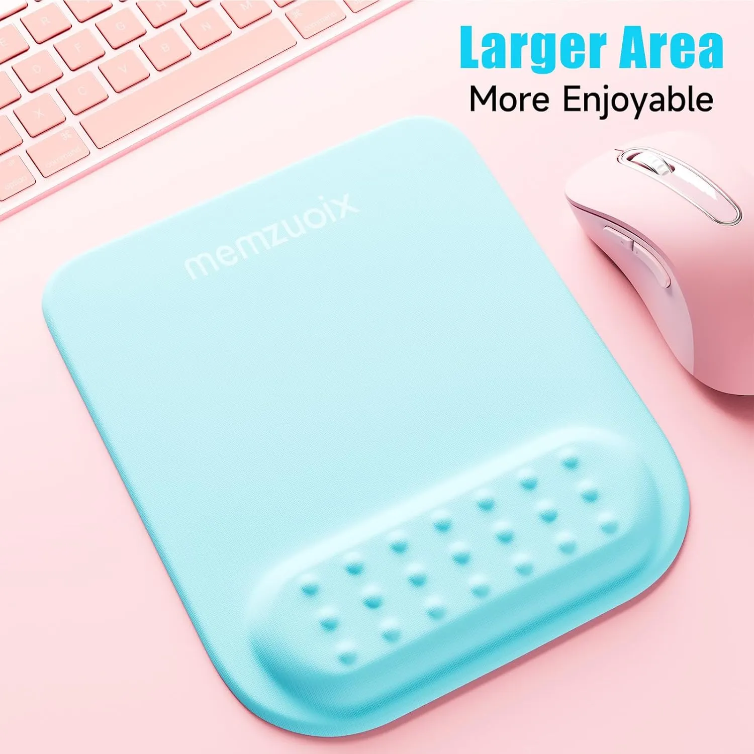memzuoix Blue Ergonomic Mouse Pad with Wrist Rest Support,Premium Memory Foam Cushioning for Pain Relief, Non-Slip PU Base for Stable Smooth Control - Perfect for Laptop, Computer, and Home Office