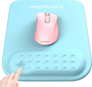 memzuoix Blue Ergonomic Mouse Pad with Wrist Rest Support,Premium Memory Foam Cushioning for Pain Relief, Non-Slip PU Base for Stable Smooth Control - Perfect for Laptop, Computer, and Home Office
