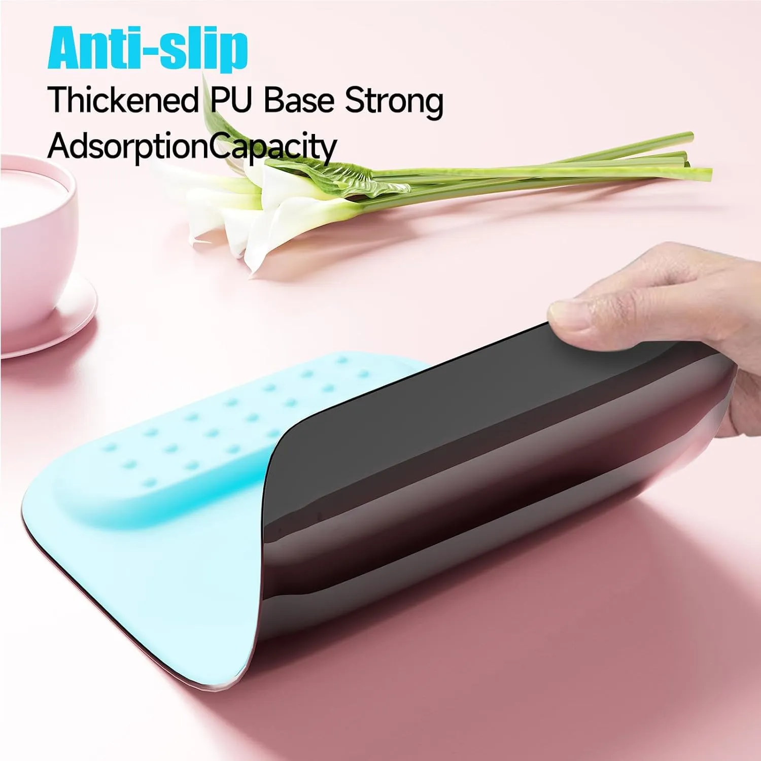 memzuoix Blue Ergonomic Mouse Pad with Wrist Rest Support,Premium Memory Foam Cushioning for Pain Relief, Non-Slip PU Base for Stable Smooth Control - Perfect for Laptop, Computer, and Home Office
