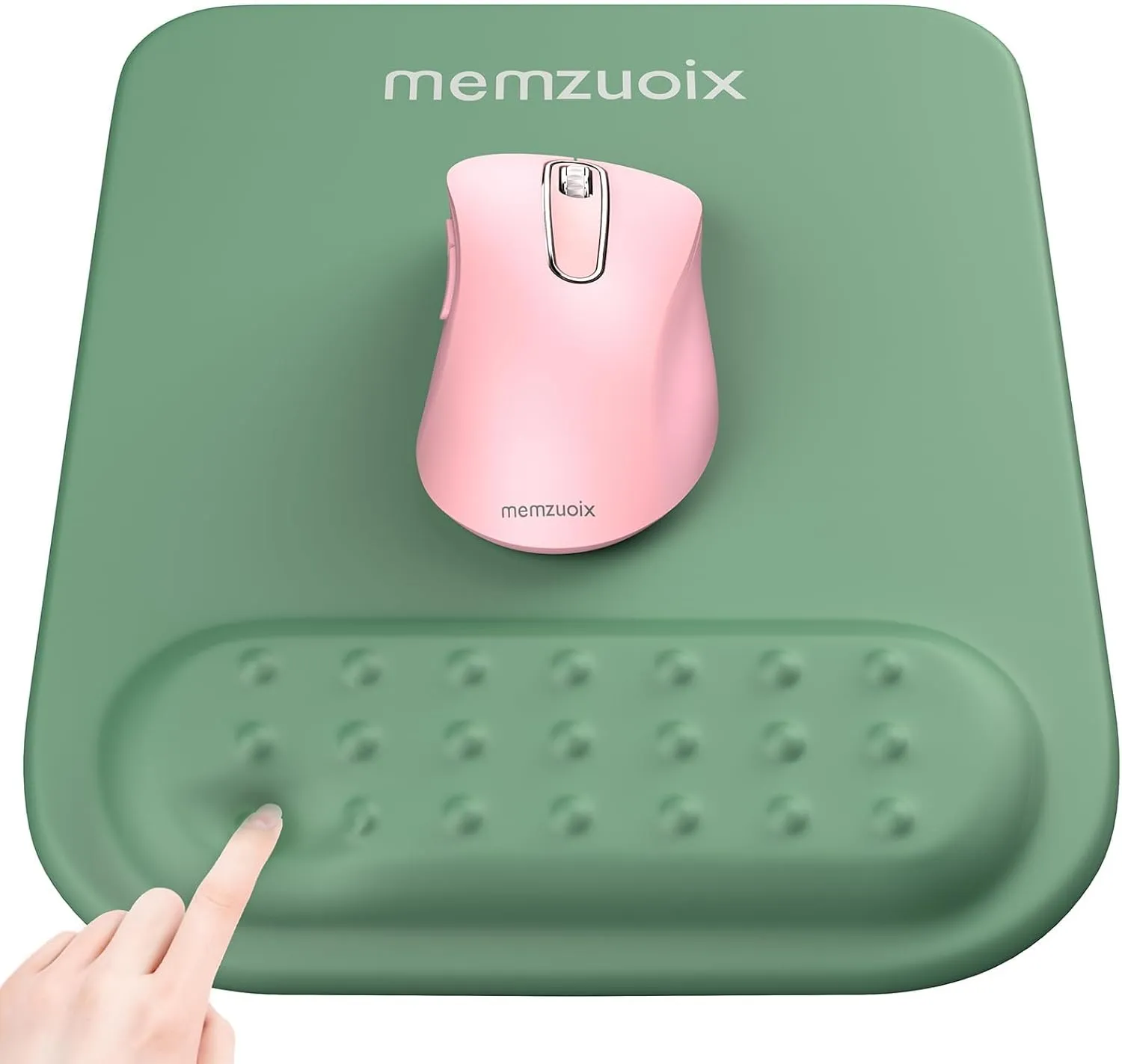 memzuoix Cyan Ergonomic Mouse Pad with Wrist Rest Support,Premium Memory Foam Cushioning for Pain Relief, Non-Slip PU Base for Stable Smooth Control - Perfect for Laptop, Computer, and Home Office