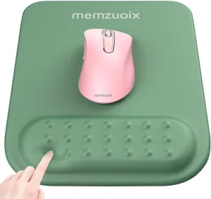 memzuoix Cyan Ergonomic Mouse Pad with Wrist Rest Support,Premium Memory Foam Cushioning for Pain Relief, Non-Slip PU Base for Stable Smooth Control - Perfect for Laptop, Computer, and Home Office