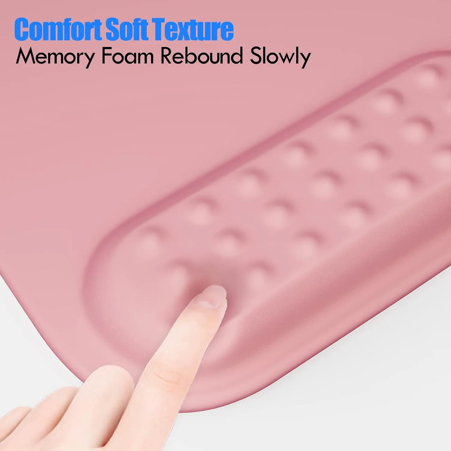 memzuoix Pink Ergonomic Mouse Pad with Wrist Rest Support,Premium Memory Foam Cushioning for Pain Relief, Non-Slip PU Base for Stable Smooth Control - Perfect for Laptop, Computer, and Home Office