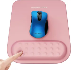 memzuoix Pink Ergonomic Mouse Pad with Wrist Rest Support,Premium Memory Foam Cushioning for Pain Relief, Non-Slip PU Base for Stable Smooth Control - Perfect for Laptop, Computer, and Home Office