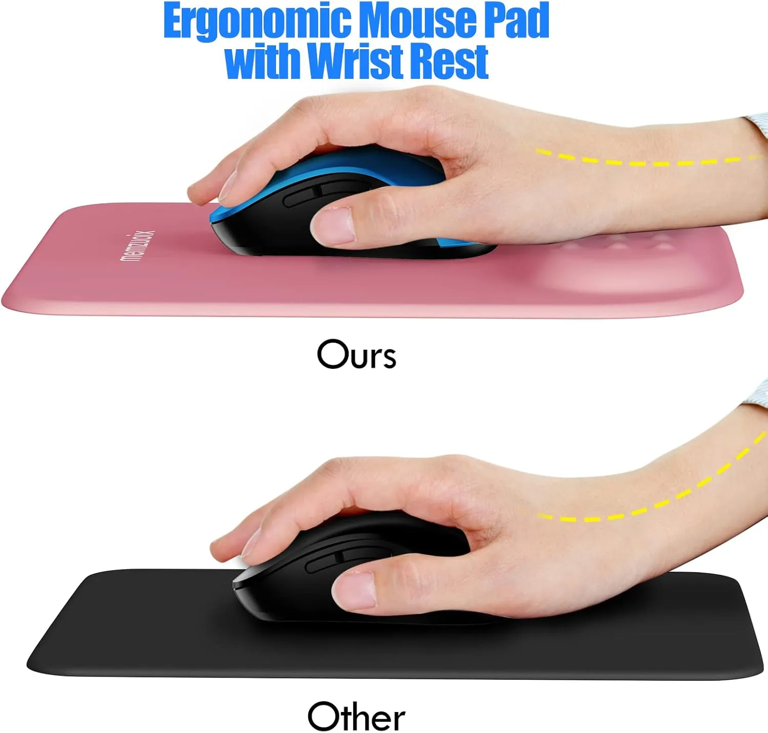 memzuoix Pink Ergonomic Mouse Pad with Wrist Rest Support,Premium Memory Foam Cushioning for Pain Relief, Non-Slip PU Base for Stable Smooth Control - Perfect for Laptop, Computer, and Home Office