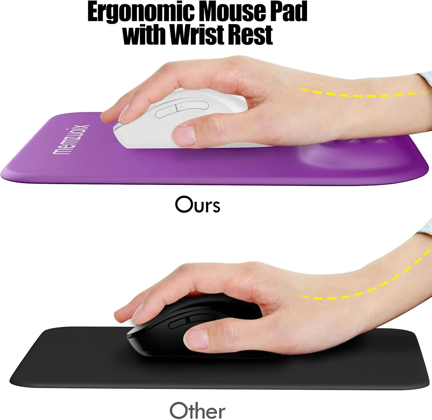 memzuoix Purple Ergonomic Mouse Pad with Wrist Rest Support,Premium Memory Foam Cushioning for Pain Relief, Non-Slip PU Base - Perfect for Laptop, Computer, and Home Office