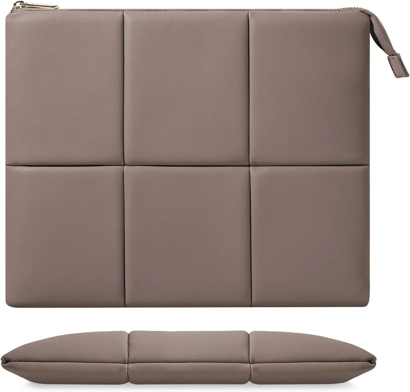 MoKo 9-11 Inch Puffy Tablet Sleeve Bag Fit with New 11-inch iPad Pro M4/iPad Air M2, iPad 10th Gen 10.9, iPad Pro 11, iPad Air 4/5th Gen 10.9, Built-in Elastic Band, PU Leather Carrying Case, Coffee