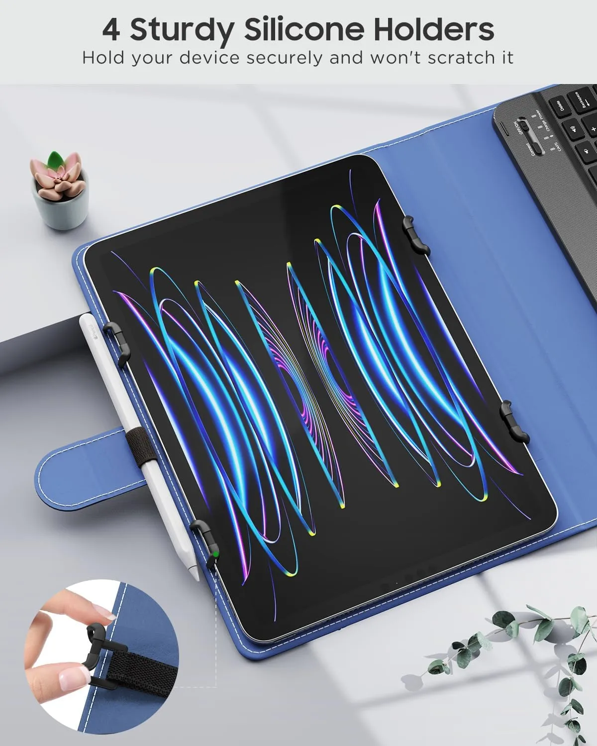 MoKo Universal Tablet Case with QWERT Keyboard for 9",9.7",10.1",10.2",10.4",10.5",10.9",11" Tablets, with Removable Wireless Bluetooth Keyboard&Pen Holder for iPad Samsung Fire Pixel, Blue Starry Sky