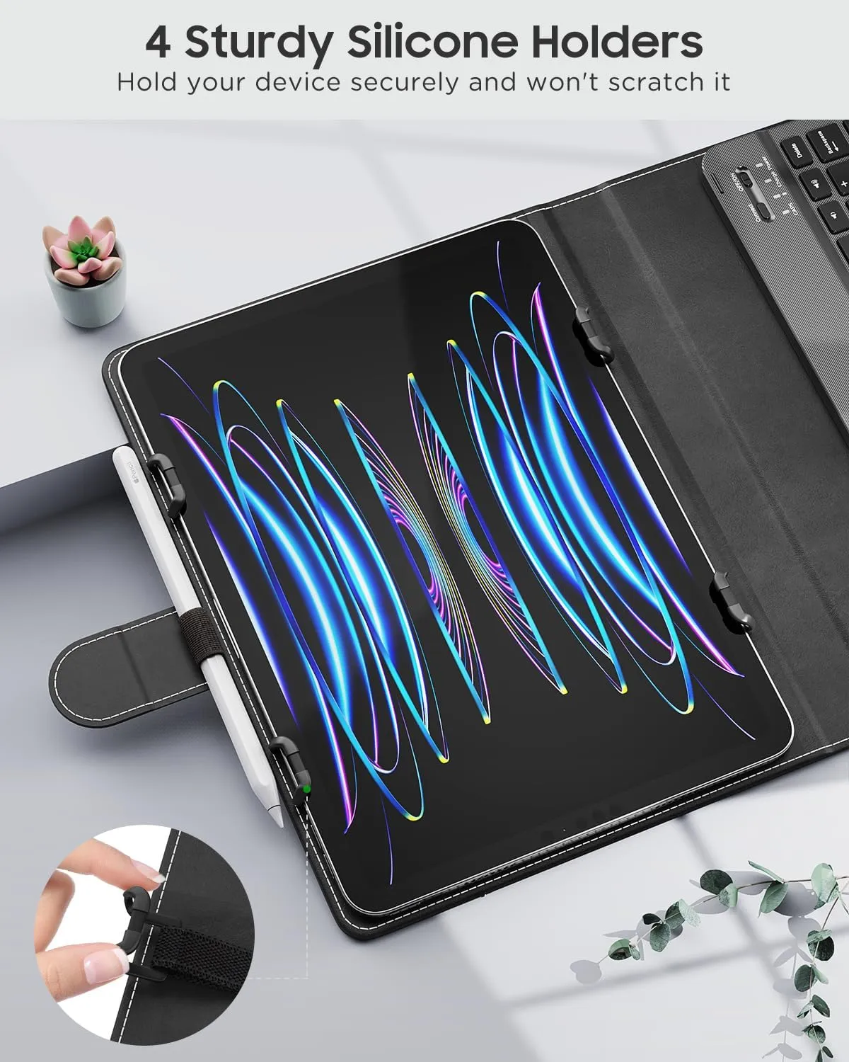MoKo Universal Tablet Case with QWERT Keyboard for 9",9.7",10.1",10.2",10.4",10.5",10.9",11" Tablets, with Removable Wireless Bluetooth Keyboard&Pen Holder for iPad, Samsung, Fire, Pixel, Other Tablet