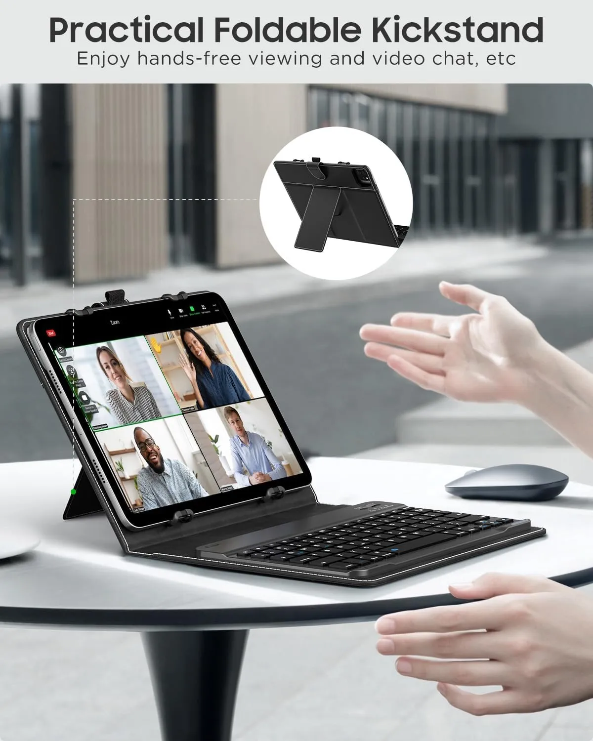 MoKo Universal Tablet Case with QWERT Keyboard for 9",9.7",10.1",10.2",10.4",10.5",10.9",11" Tablets, with Removable Wireless Bluetooth Keyboard&Pen Holder for iPad, Samsung, Fire, Pixel, Other Tablet