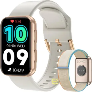 MorePro AIR2 Fitness Tracker, Smart Watch with 24/7 Heart Rate and Blood Pressure, Step Calorie Counter, Sleep & Blood oxy-gen Monitor, IP68 Waterproof Fitness Watch for Women Men Andriod iOS(Gold)