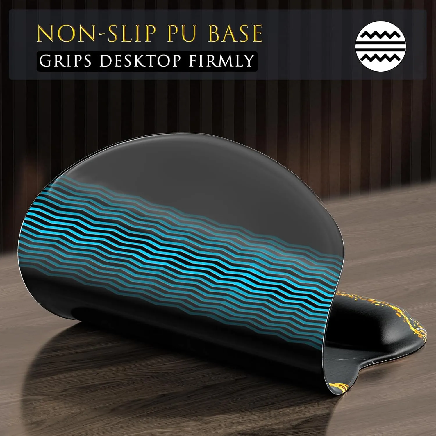 MROCO Ergonomic Mouse Pad with Gel Wrist Rest, Comfortable Mousepad with Smooth Wrist Support Surface and Non-Slip PU Base for Pain Relief, Computer, Laptop, Office & Home, 9.4 x 8.1 in, Black Gold