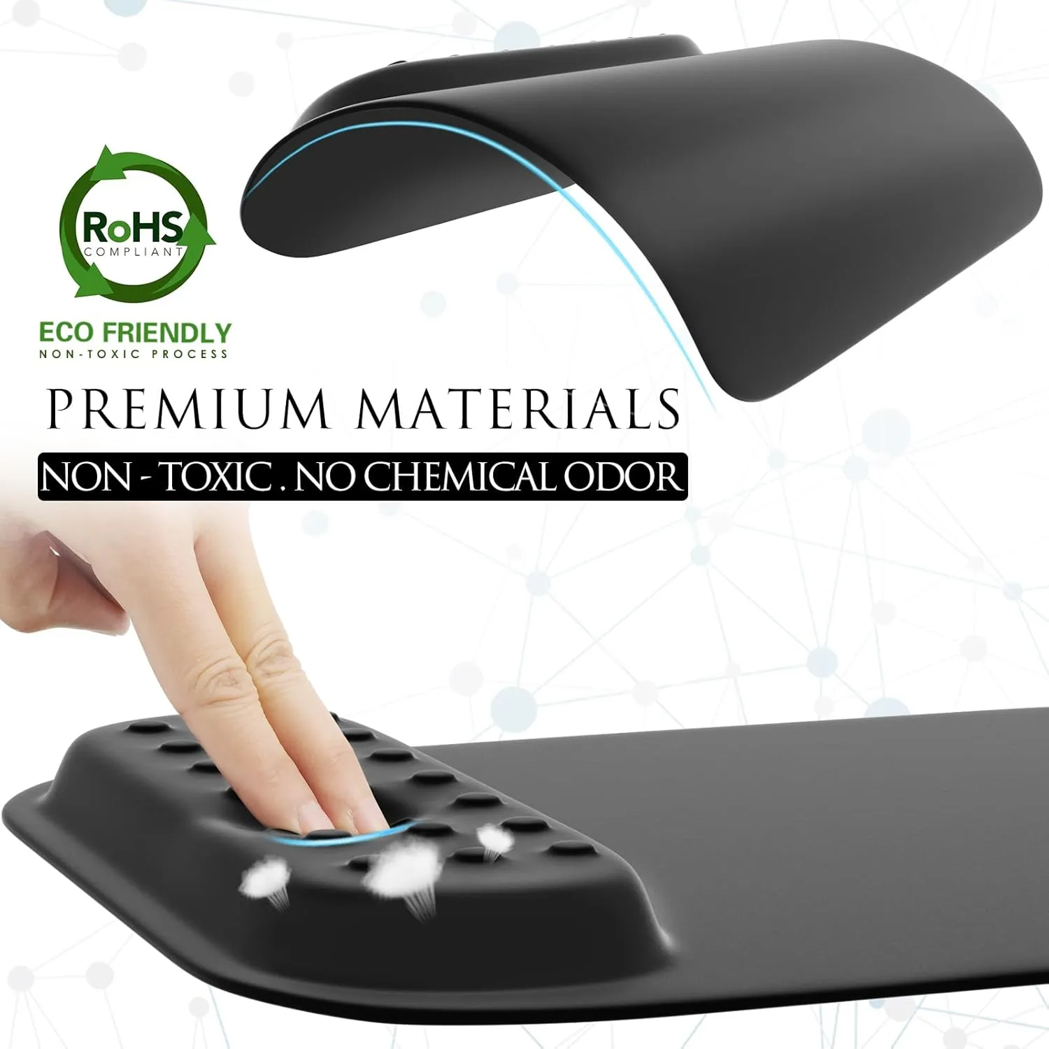 MROCO Ergonomic Mouse Pad with Memory Foam Wrist Rest, Comfortable Computer Mousepad for Laptop, Pain Relief Wrist Support with Non-Slip PU Base for Office & Home, 9.4 x 8.1 in, Black Dot