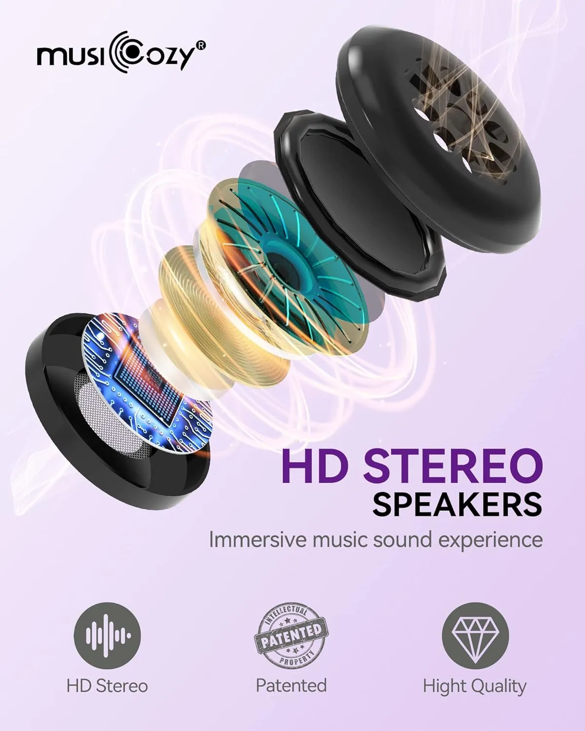 MUSICOZY 3D Bluetooth Sleep Mask with HD Stereo Sound, Wireless Sleep Headphones for Side Sleepers, Music Headband Eye Mask for Sleeping, Relaxation, Travel, Yoga, Cool Gadgets for Women Mom Girls