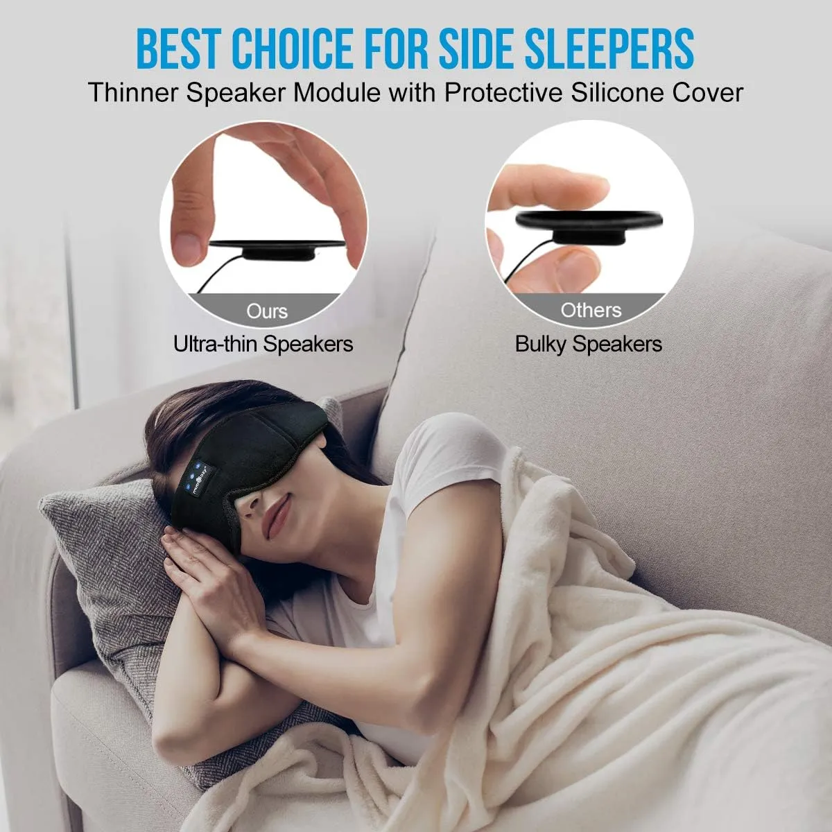 MUSICOZY Sleep Headphones, Bluetooth 5.4 Sleep Mask Headband Headphones Sleeping Eye Mask, Wireless Music Earbuds Earphones with HD Stereo Speakers for Side Sleepers, Cool Gadgets Unique Gift