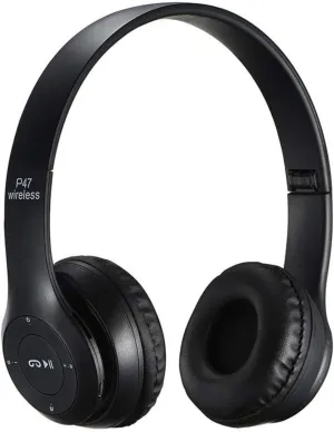 NCR P47 5.0  EDR Wireless Rechargeable Bluetooth Over-Ear Headphones, Foldable Headset with Mic (Black)