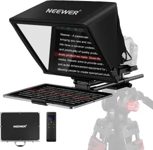 Neewer Teleprompter C12 Modular Design with 15mm LWS Rod Clamp, RT113 Remote, App Control, 12" Beamsplitter, Snap in 501PL QR Plate Compatible with LWS Baseplate Camera Cage Shoulder Rig
