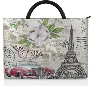 Newspaper Car Pylon Butterfly Laptop Sleeve with Handle Waterproof Computer Carrying Case
