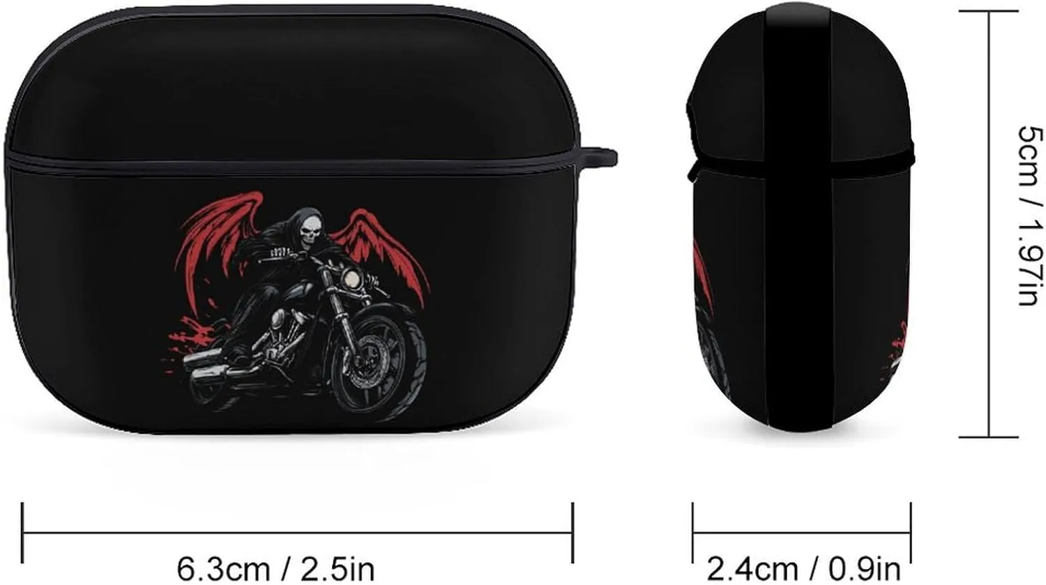Night Rider Death Earbud Case Bluetooth Headphone Case Full Protective Case with Keychain Compatible with Airpods Pro Black-Style