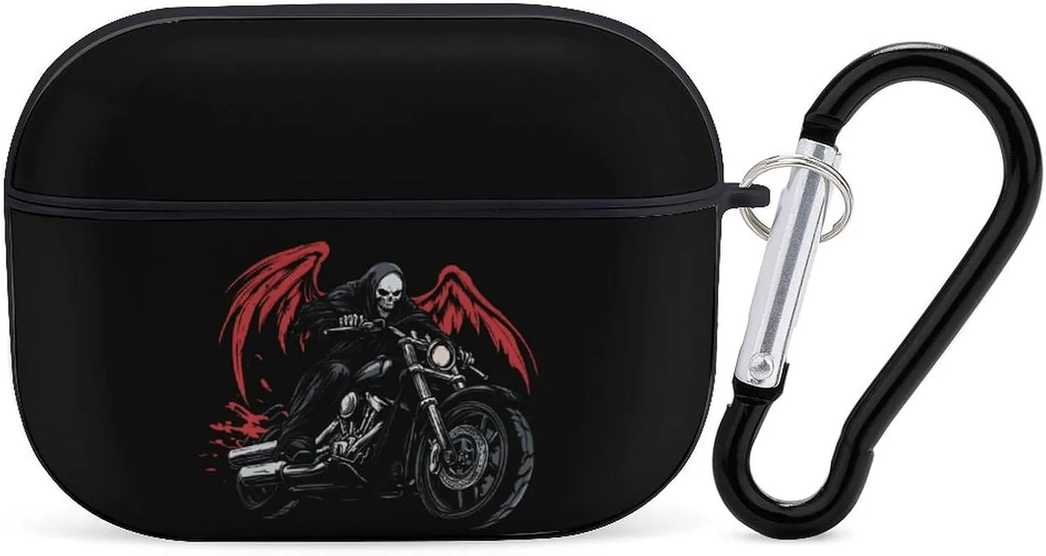 Night Rider Death Earbud Case Bluetooth Headphone Case Full Protective Case with Keychain Compatible with Airpods Pro Black-Style
