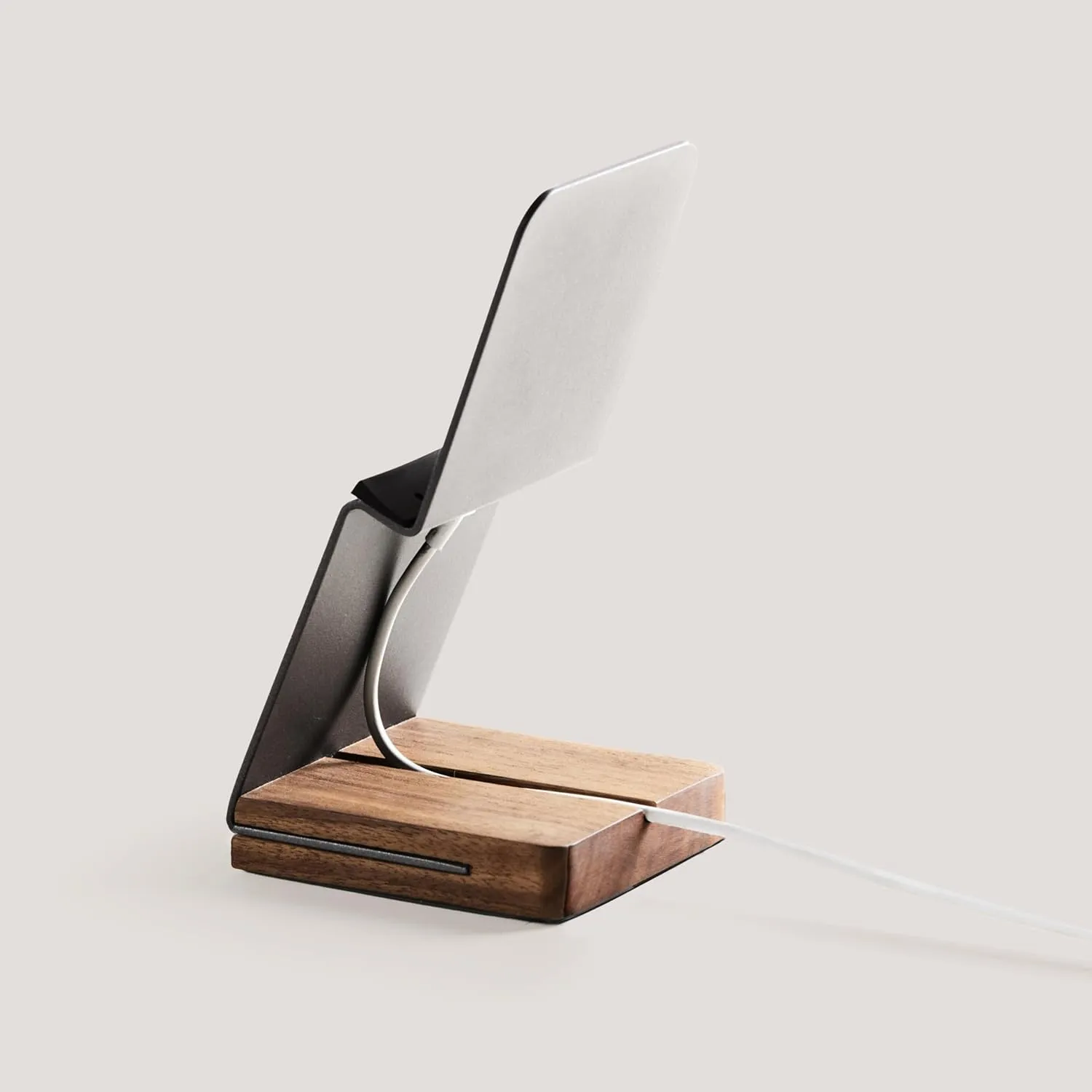 NOOE Hand-on Tablet Stand Mobile Holder, Sturdy Wood and Aluminum Base, for Up to 12 Inch Devices, WALNUT BROWN, NOOE_GFS02NEBKSS