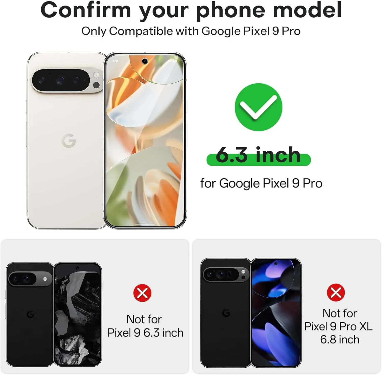 OMOTON 3 2 Pack for Google Pixel 9 Pro Screen Protector, 3 Pack Tempered Glass Screen Protector & 2 Pack Camera Lens Protector for Pixel 9 Pro 2024 6.3-inch, Case Friendly (Not for Pixel 9/9 Pro XL)