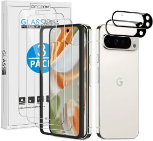 OMOTON 3 2 Pack for Google Pixel 9 Pro Screen Protector, 3 Pack Tempered Glass Screen Protector & 2 Pack Camera Lens Protector for Pixel 9 Pro 2024 6.3-inch, Case Friendly (Not for Pixel 9/9 Pro XL)