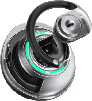 Open Ear Headphones Bluetooth 5.4 Wireless Headset Sports Fitness Running Waterproof Noise Canceling Over-Ear Headset with Microphone Gaming Earbuds HD Call Compatible with Android/iOS (Silver)