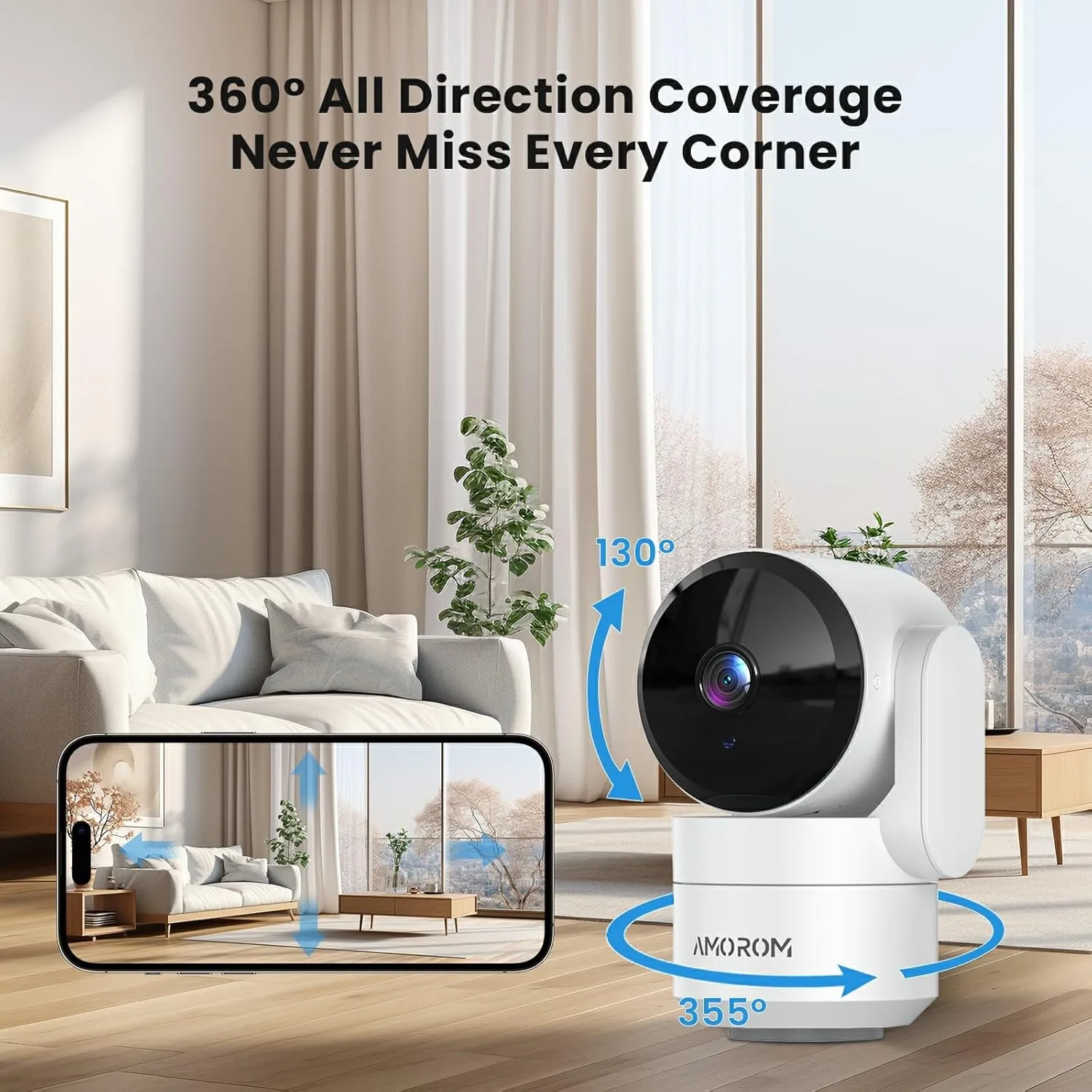 Pet Camera 360 Home Security Cameras with 2-Way Audio,Night Vision,Motion Detection,Dog Camera with Phone app,Pan/Tilt,Cloud & SD Card Storage,Compatible with Alexa/Google Home,2.4GHz WiFi,4 Pack