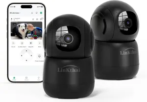 Pet Camera Indoor, Indoor Camera Wireless with 2k 360 Translation 90 Tilt Auto Tracking Motion Detection Night Vision Live Notice Schedule Share View, Pet Camera Indoor with Phone App 2.4GHz, 2 Pack