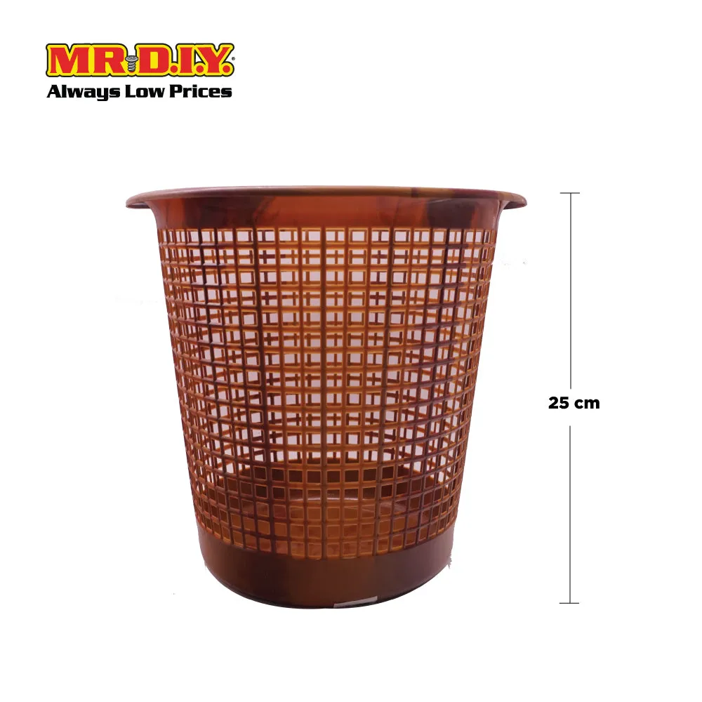 Plastic Dustbin Waste Basket Brown
