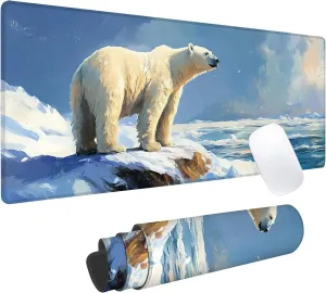 Polar Bear Gaming Mouse Pad, Office Desk Mat, Anti-Slip Rubber Base Cool Aesthetic Mouse Pads for Computer Laptop Keyboard School Home Desktop Gamer Home Accessories Decor 31.5" x 11.8"