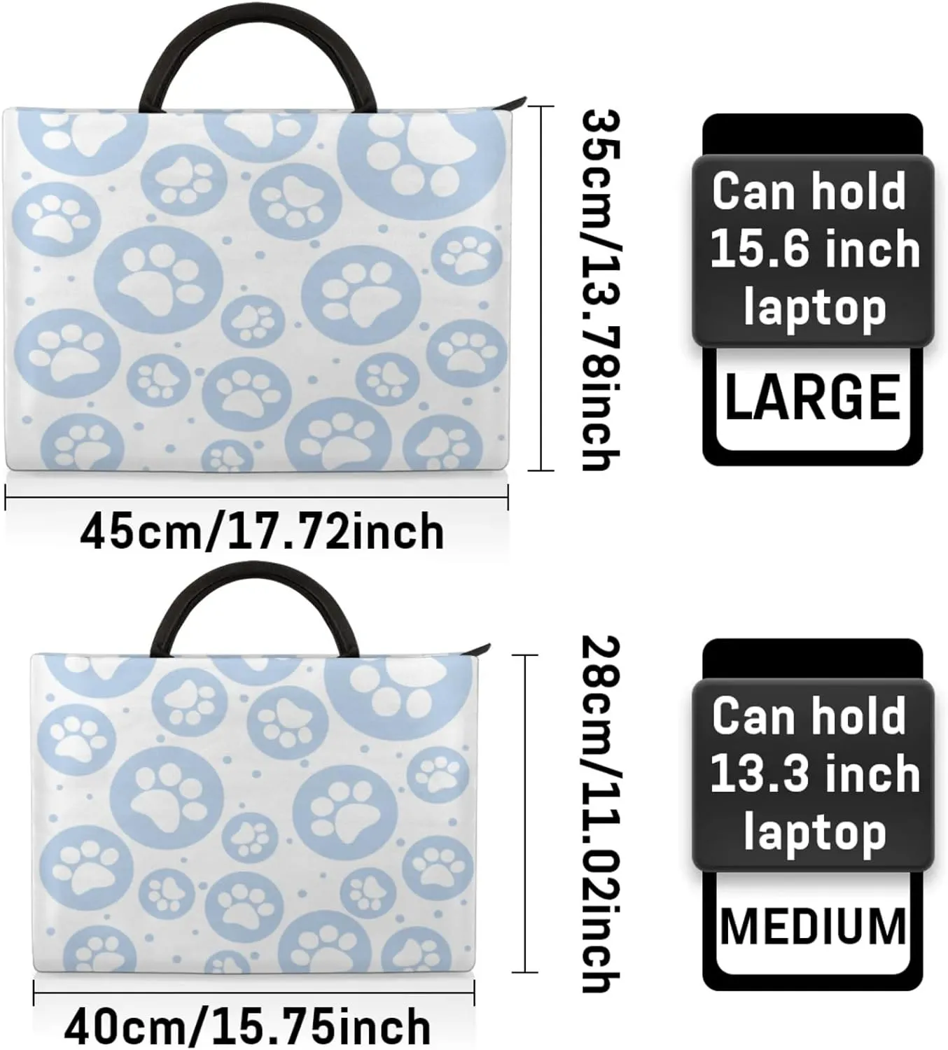 Polka Dot Paw Prints Laptop Sleeve with Handle Waterproof Computer Carrying Case
