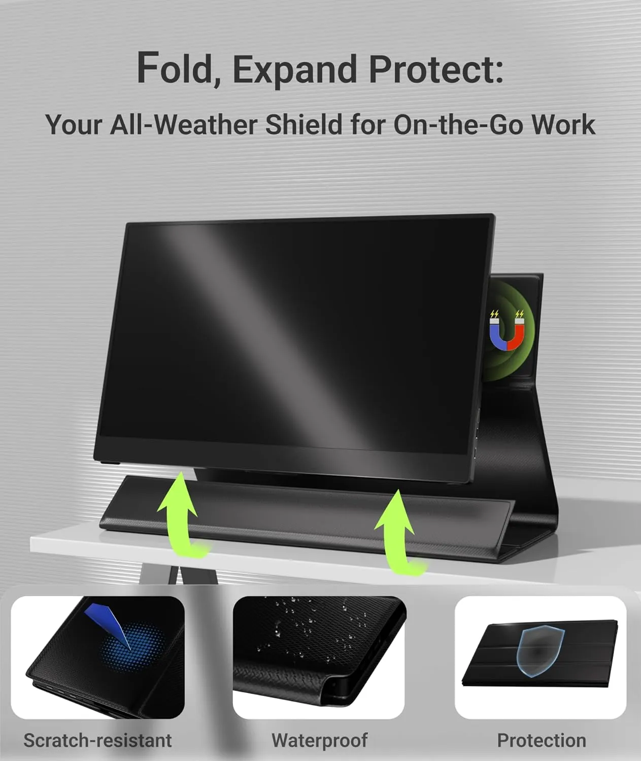 Portable Monitor, 15.6" FHD 1080P IPS External Laptop Monitor with USB C HDMI, Portable Screen for Laptop Mac PC Phone PS5 Switch,Built-in Speakers & Smart Cover