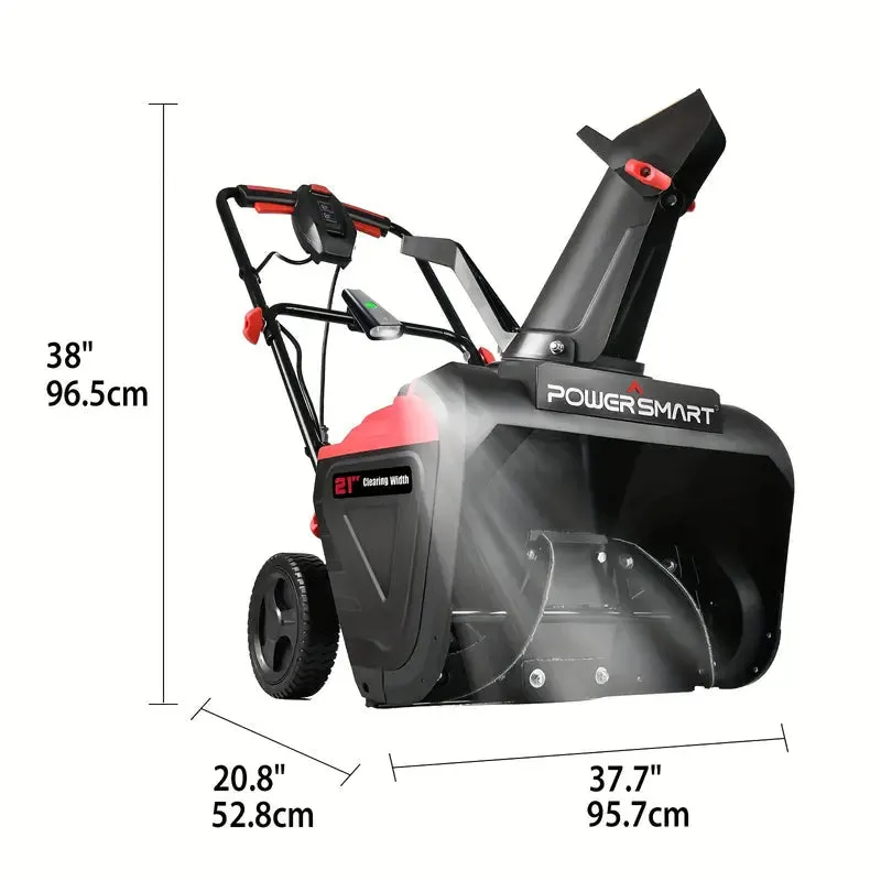 Powerful Electric Snow Blower 15 Amp | 21-Inch Wide, LED, Maintenance-Free