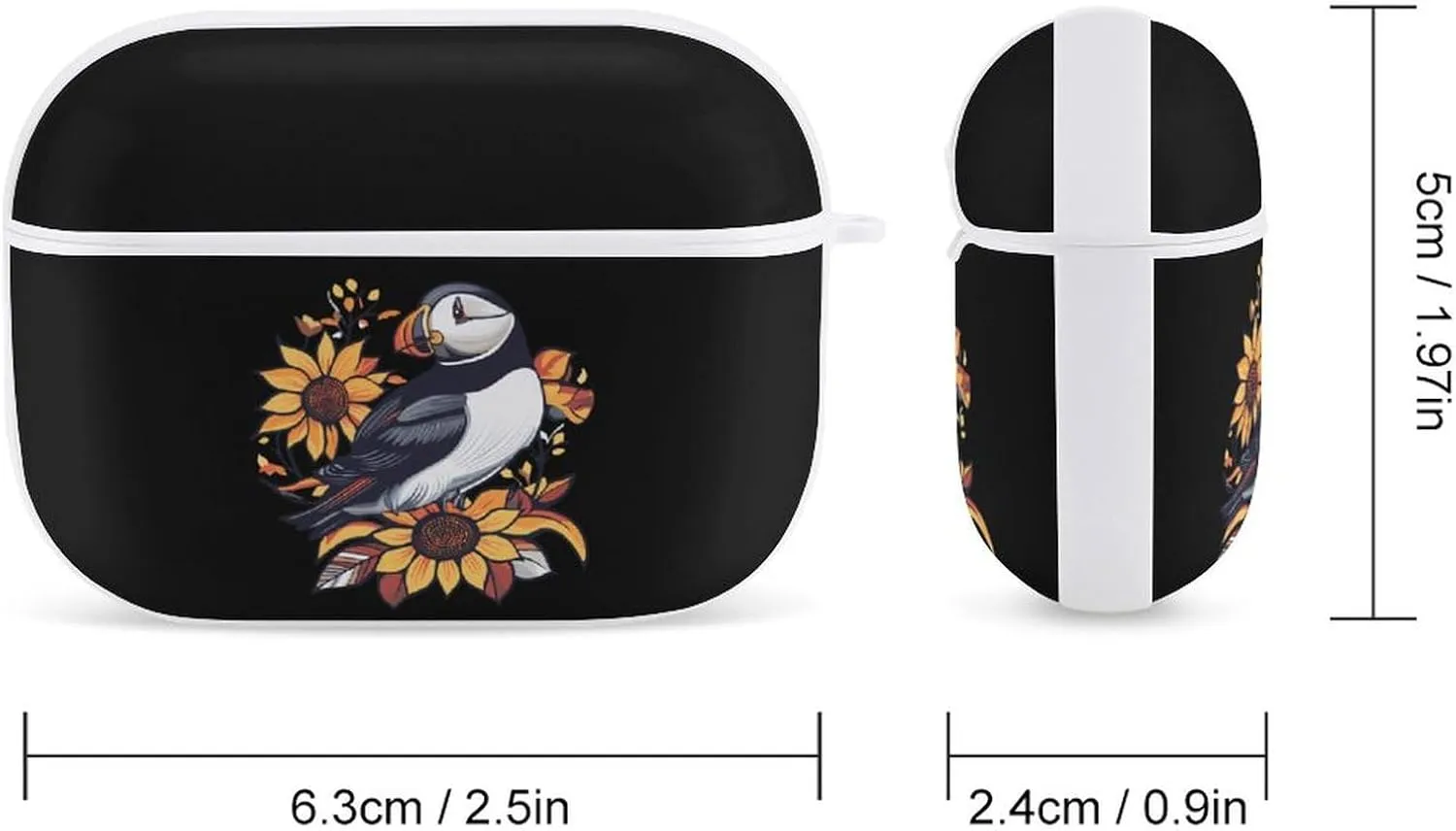 Puffines Bird Sunflower Earbud Case Bluetooth Headphone Case Full Protective Case with Keychain Compatible with Airpods Pro White-Style