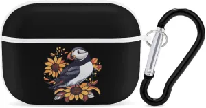 Puffines Bird Sunflower Earbud Case Bluetooth Headphone Case Full Protective Case with Keychain Compatible with Airpods Pro White-Style